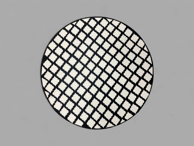 Black and White Resin Round Side Table with Black & Gold Iron Folding Base