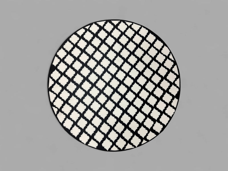 Black and White Resin Round Side Table with Black & Gold Iron Folding Base