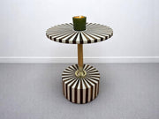 White Resin and Walnut Wood Folding Side Table – Handmade Modern Accent Table