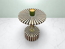 White Resin and Walnut Wood Folding Side Table – Handmade Modern Accent Table