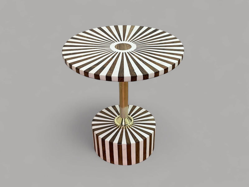 White Resin and Walnut Wood Folding Side Table – Handmade Modern Accent Table