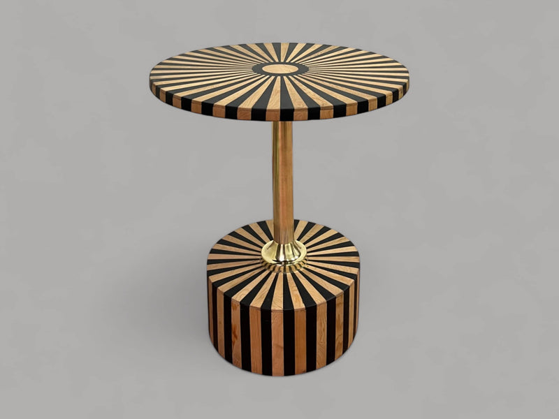 Black Resin and Cedar Wood Folding Side Table