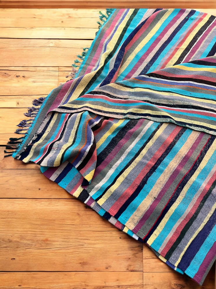 Moroccan Vintage Berber Striped Kilim Rug: Explore Enduring Beauty