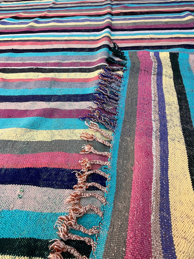 Moroccan Vintage Berber Striped Kilim Rug: Explore Enduring Beauty