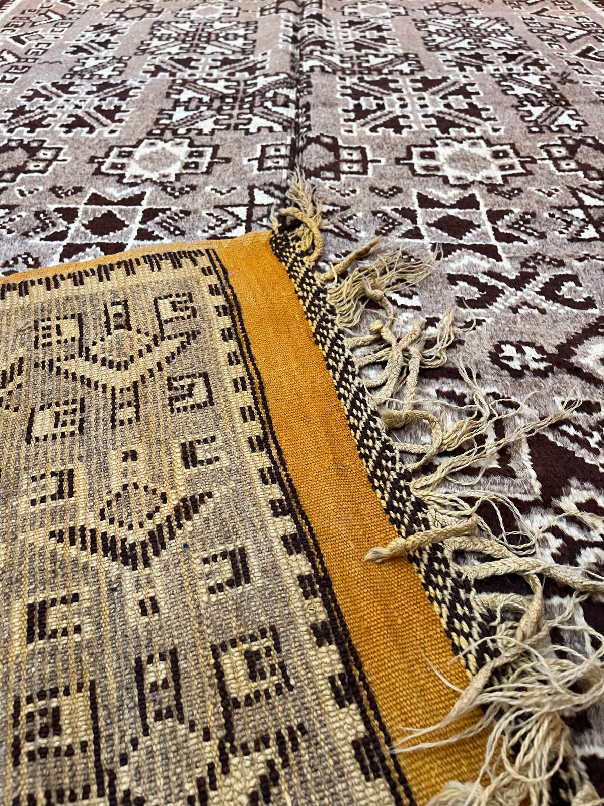 Handwoven Taznakht Moroccan Rug – 335 x 150 cm | Natural Wool, Tribal Design, Authentic Berber Artisan Rug