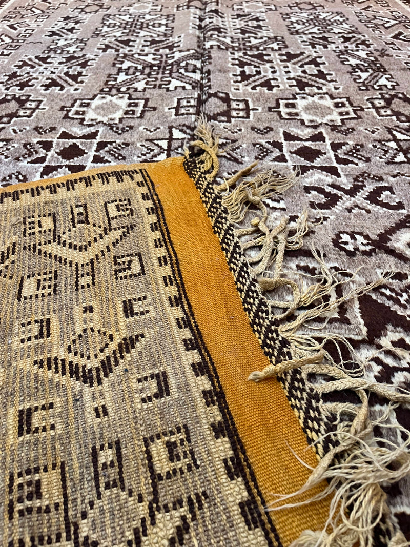 Handwoven Taznakht Moroccan Rug – 335 x 150 cm | Natural Wool, Tribal Design, Authentic Berber Artisan Rug