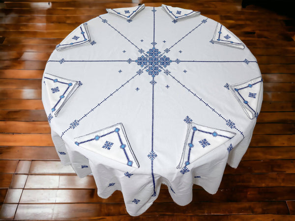 Hand Embroidered Table cloth and napkins, a magnificent decoration to add a Moroccan touch to your home. - handmade by Moroccantastics - embroidered