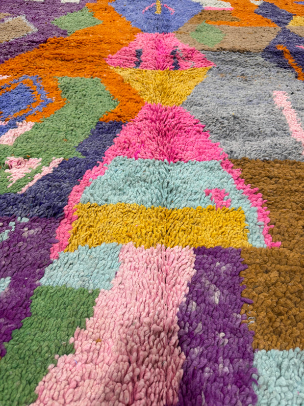 Handwoven Moroccan Bjaad Carpet – Geometric Totem Design (244 × 160 cm)
