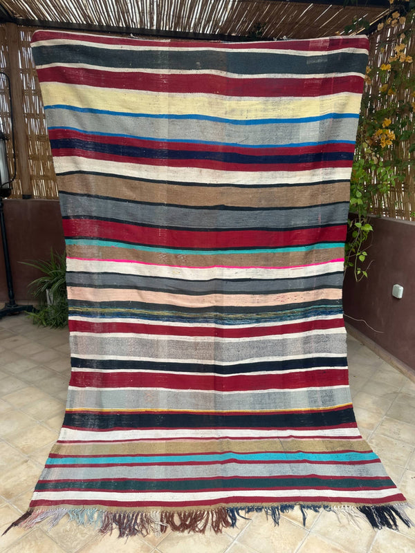 Moroccan Vintage Berber Striped Kilim Rug: Explore Enduring Beauty
