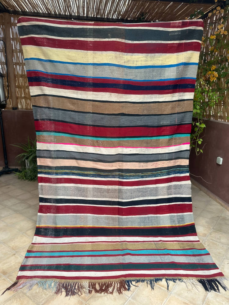 Moroccan Vintage Berber Striped Kilim Rug: Explore Enduring Beauty