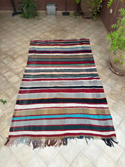 Moroccan Vintage Berber Striped Kilim Rug: Explore Enduring Beauty