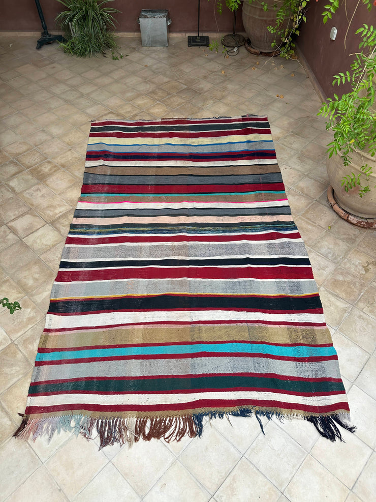Moroccan Vintage Berber Striped Kilim Rug: Explore Enduring Beauty