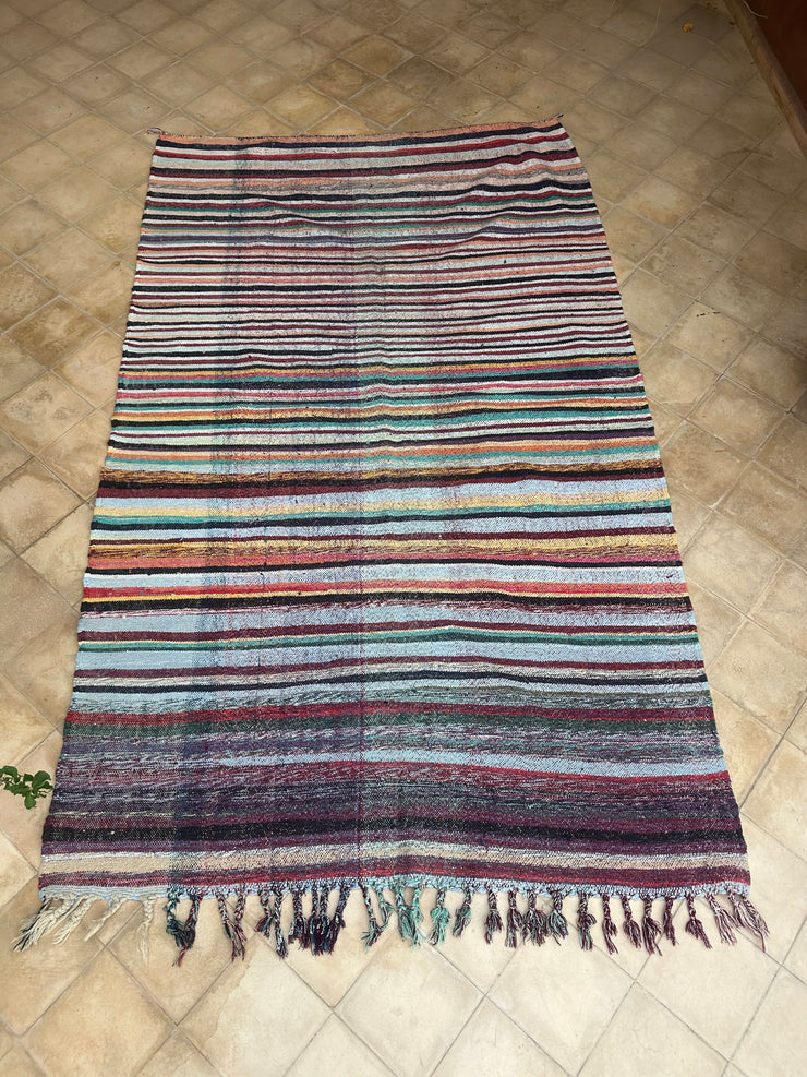 Moroccan Vintage Berber Striped Kilim Rug: Explore Enduring Beauty