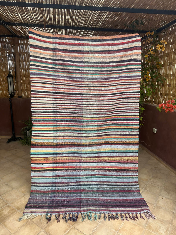 Moroccan Vintage Berber Striped Kilim Rug: Explore Enduring Beauty