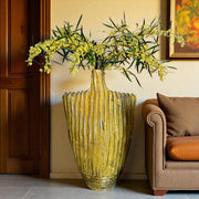 Large Yellow Tamegroute Vase – 90 cm Handmade Moroccan Ceramic Sculpture