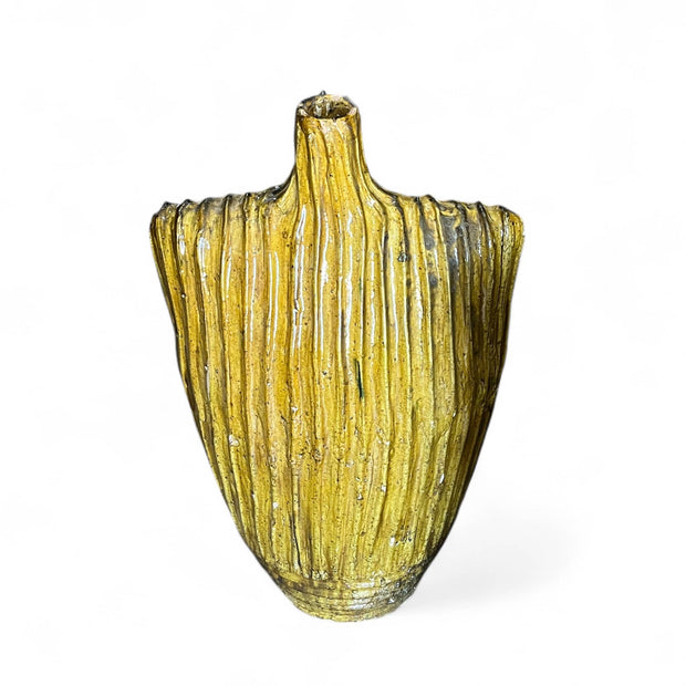Large Yellow Tamegroute Vase – 90 cm Handmade Moroccan Ceramic Sculpture