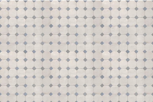 Handcrafted Light Gray & Gray Moroccan Zellige Tiles 