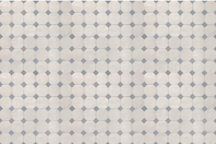 Handcrafted Light Gray & Gray Moroccan Zellige Tiles 