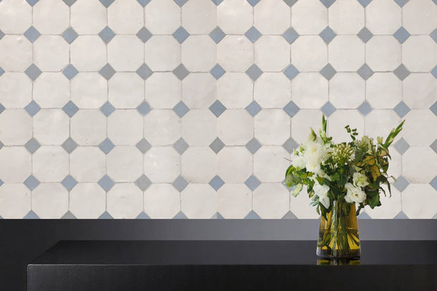 Handcrafted Light Gray & Gray Moroccan Zellige Tiles 