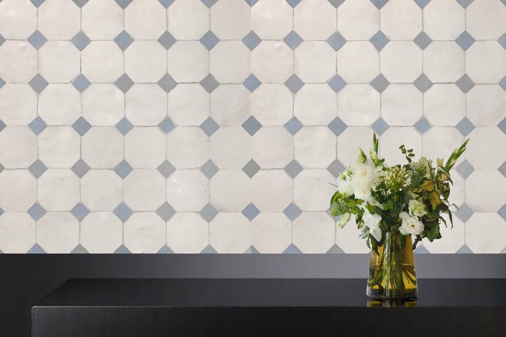 Handcrafted Light Gray & Gray Moroccan Zellige Tiles 