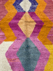 Colorful geometric patterned rug with vibrant colors