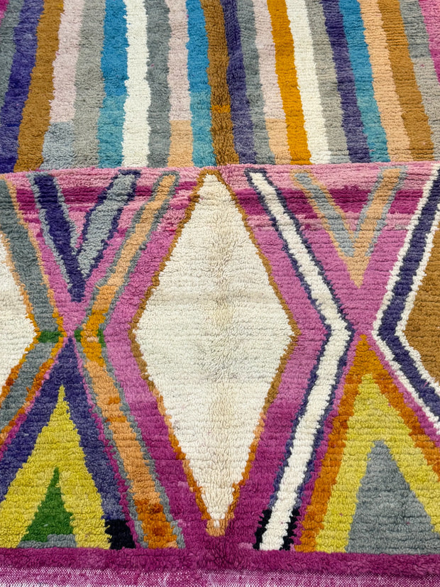 Colorful geometric patterned rug with vibrant colors