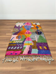 Handwoven Moroccan Bjaad Carpet – Geometric Totem Design (244 × 160 cm)