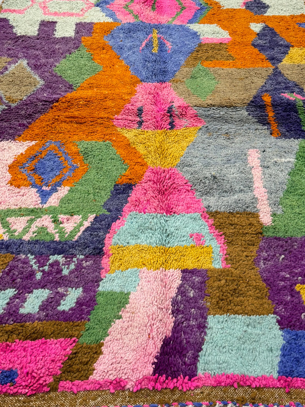 Handwoven Moroccan Bjaad Carpet – Geometric Totem Design (244 × 160 cm)