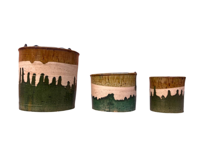 Handmade Moroccan Green & Ochre Glaze Tamegroute Planter/Pot: Small, Medium, Large Ceramic Pottery for Decoration, Plants