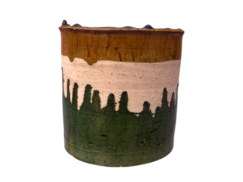 Handmade Moroccan Green & Ochre Glaze Tamegroute Planter/Pot: Small, Medium, Large Ceramic Pottery for Decoration, Plants