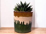 Handmade Moroccan Green & Ochre Glaze Tamegroute Planter/Pot: Small, Medium, Large Ceramic Pottery for Decoration, Plants