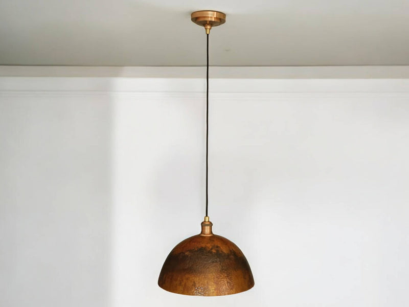 Oxidized copper pendant light outlet