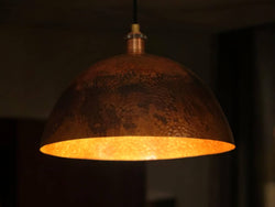 Oxidized Copper Pendant Light - Dome Ceiling Light Fixture for Kitchen Island & Dining Room