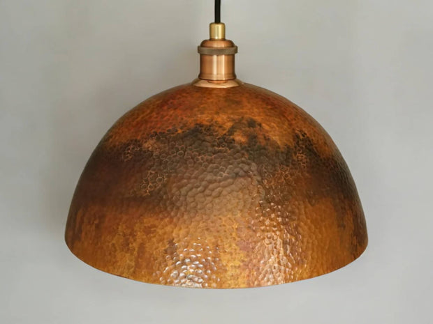 Oxidized Copper Pendant Light - Dome Ceiling Light Fixture for Kitchen Island & Dining Room