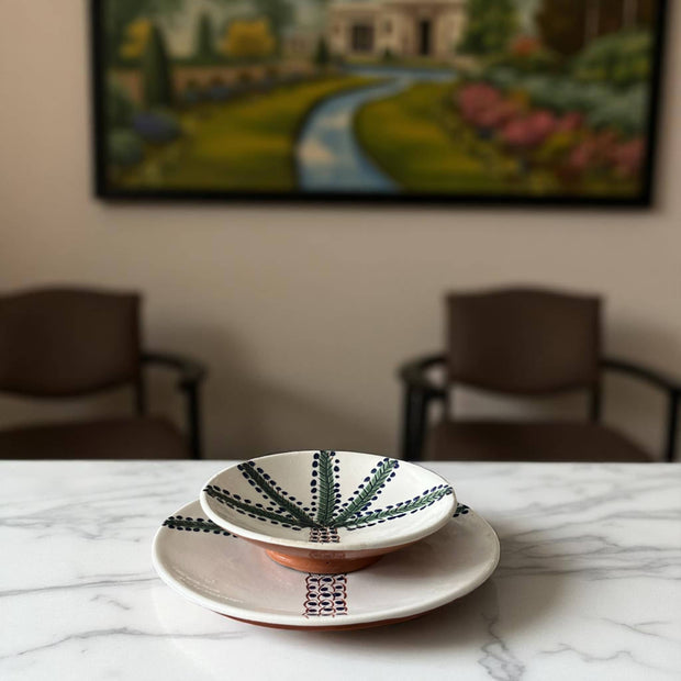 Handpainted Moroccan Plates with Palm Tree Design
