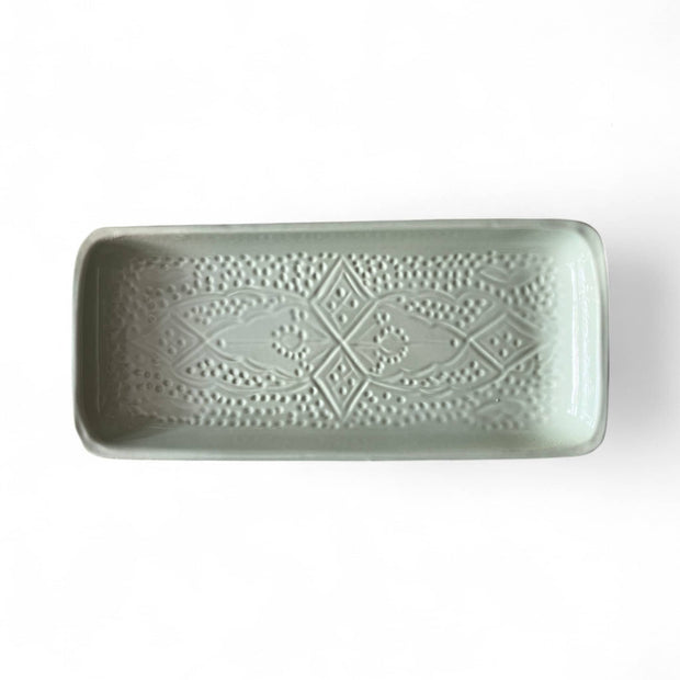  handmade and hand-engraved light green Moroccan platter 