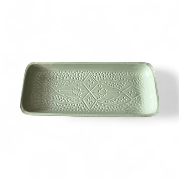  handmade and hand-engraved light green Moroccan platter 