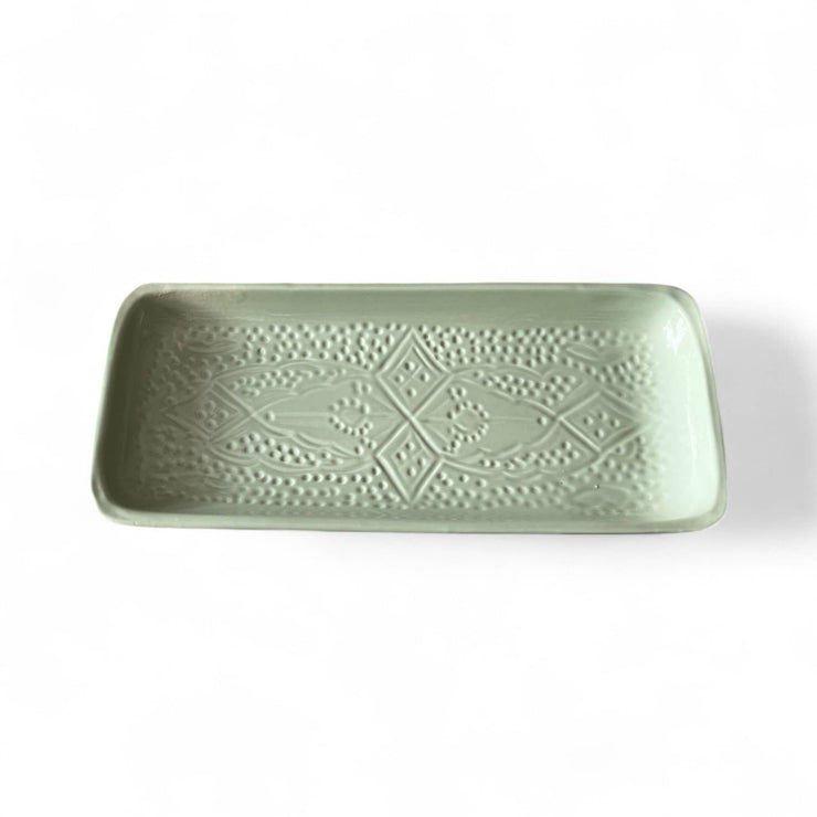  handmade and hand-engraved light green Moroccan platter 