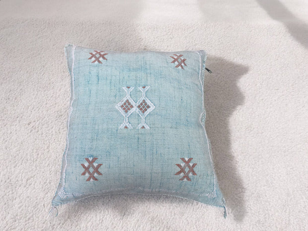 Cactus Silk Pillow, Handmade Lumbar Cushion, Moroccan Sabra Decorative Pillow for Home