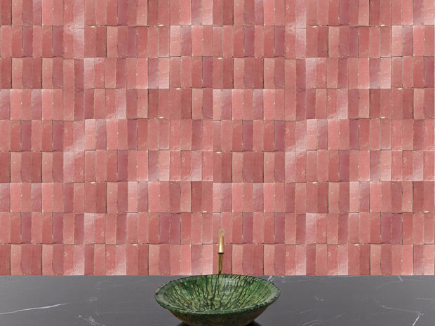 Blushing Mistress Bejmat Zellige Tile – 2"x6" Handmade Moroccan Tile