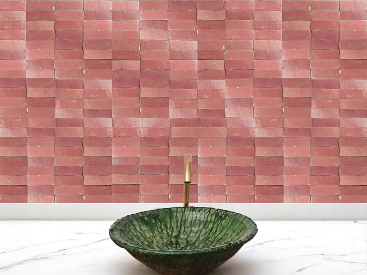 Blushing Mistress Bejmat Zellige Tile – 2"x6" Handmade Moroccan Tile