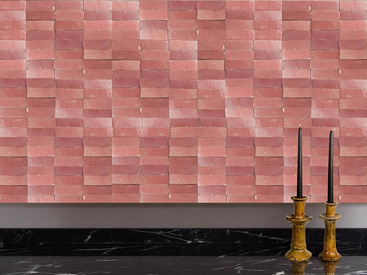 Blushing Mistress Bejmat Zellige Tile – 2"x6" Handmade Moroccan Tile