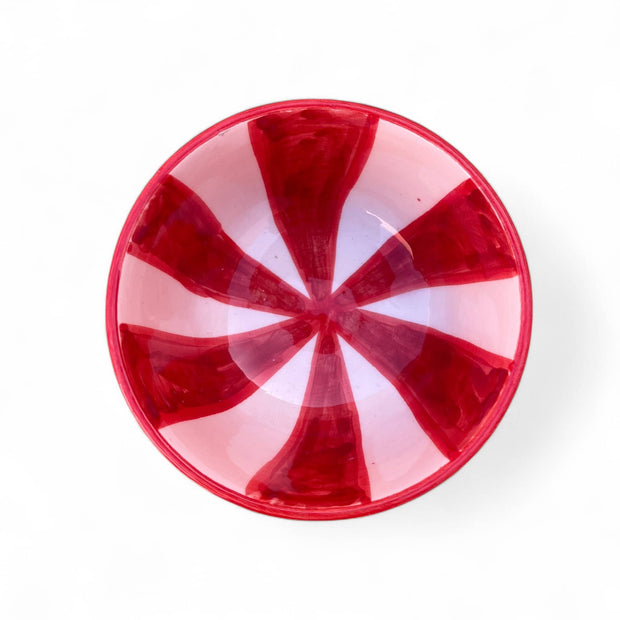 Handpainted Red & White Fes Moroccan Bowls (Set of 5 - 10 cm Diameter)