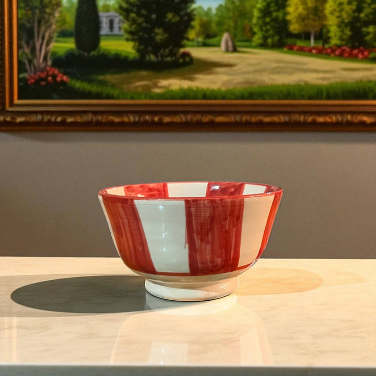 Handpainted Red & White Fes Moroccan Bowls (Set of 5 - 10 cm Diameter)