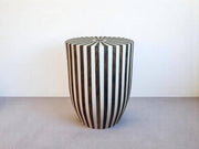 Round Walnut Wood and White Resin Side Table