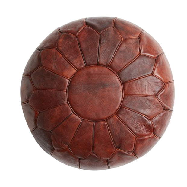 Warmth and Style: Moroccan Brown Round Pouf for Enduring Comfort