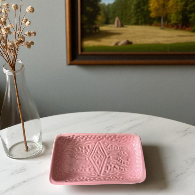 Hand-Engraved Moroccan Rectangular Tray