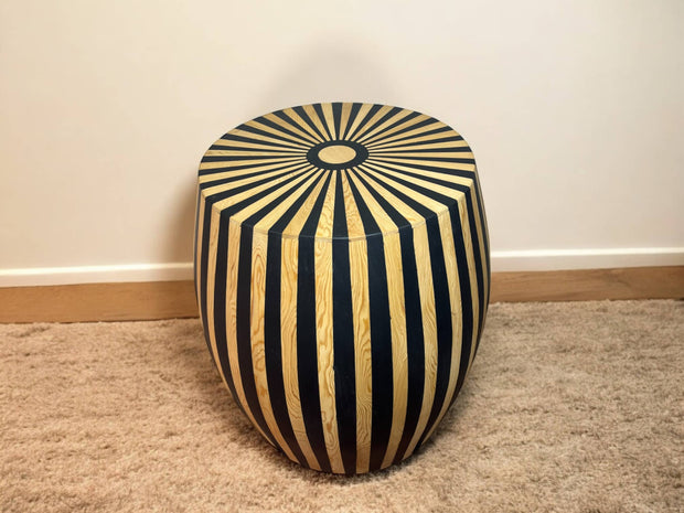  Black Resin and Cedar Wood Side Table