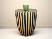 Handmade Round Black Resin and Cedar Wood Side Table – Modern Accent Table with Art Deco Design