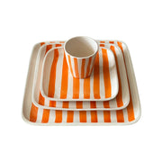 Hand-Painted Orange & White Moroccan Square Plates – 15 / 20 / 25 cm